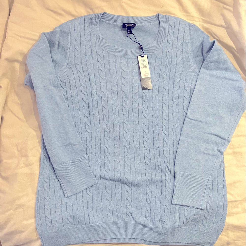 Powder blue cable knit sweater